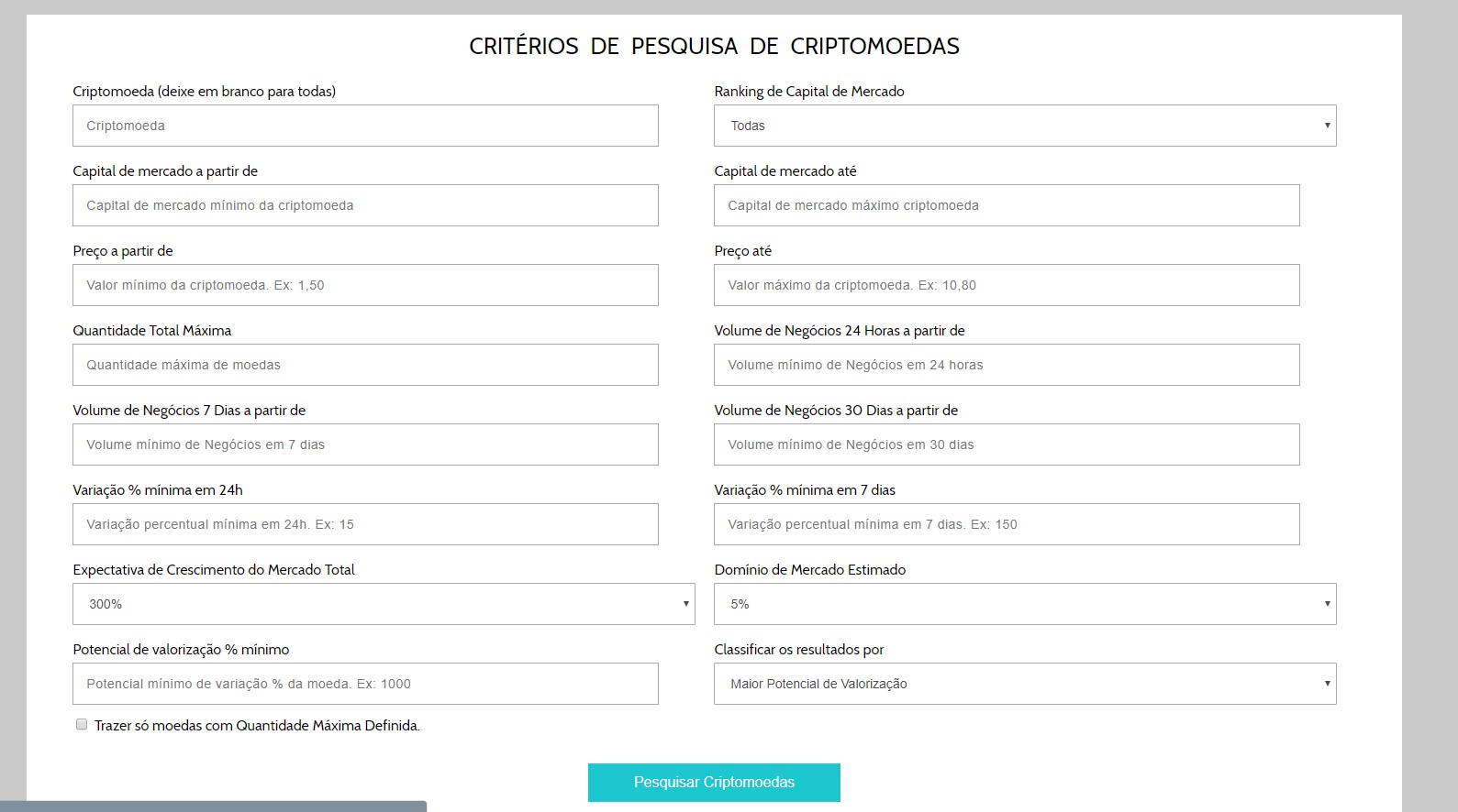 Estimativa Valorização Cripto