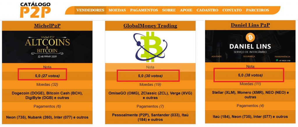 Vendedores P2P Confiáveis