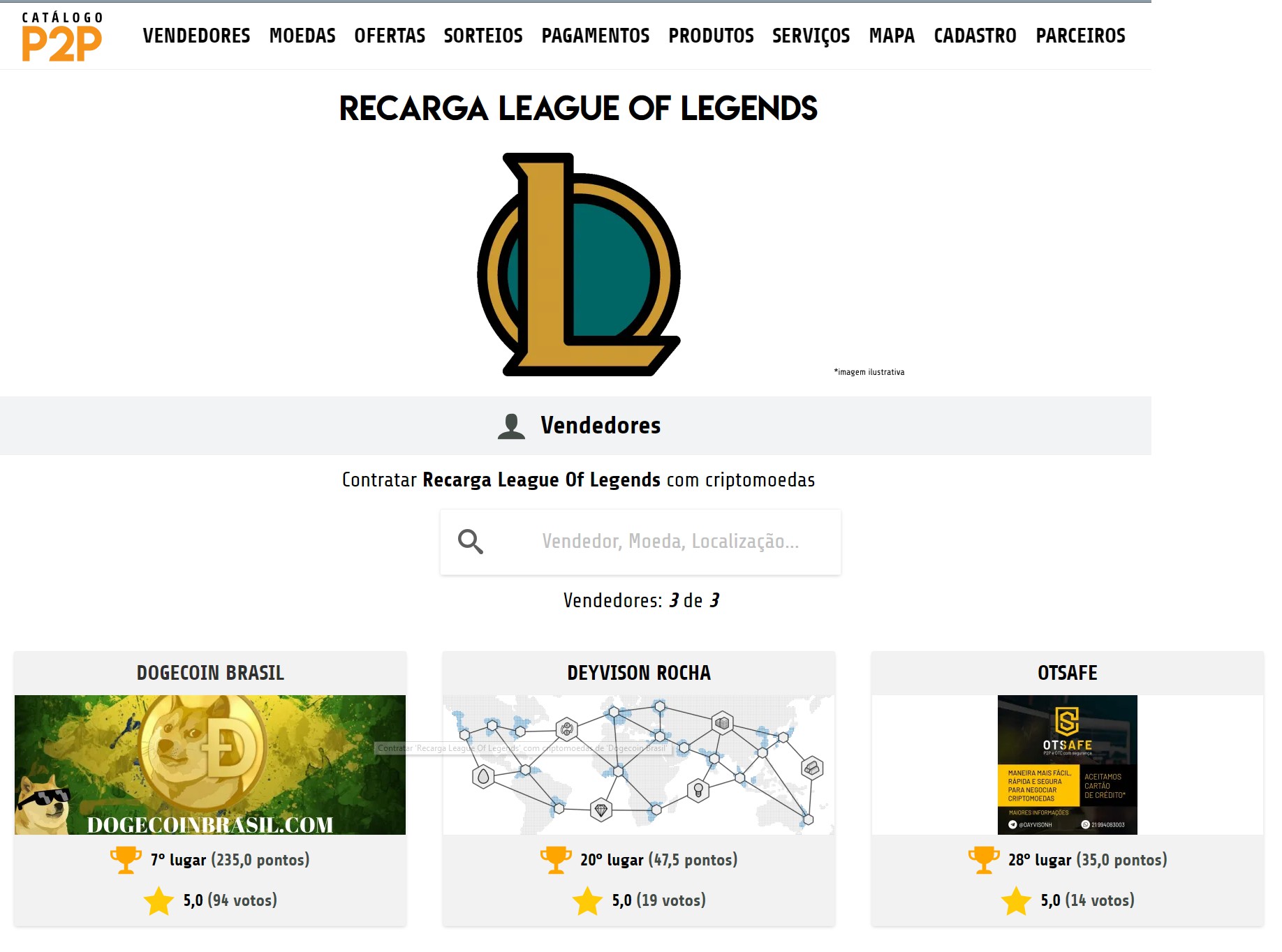 Site brasileiro possibilita recarga no Jogo League of legends com  criptomoedas - Livecoins