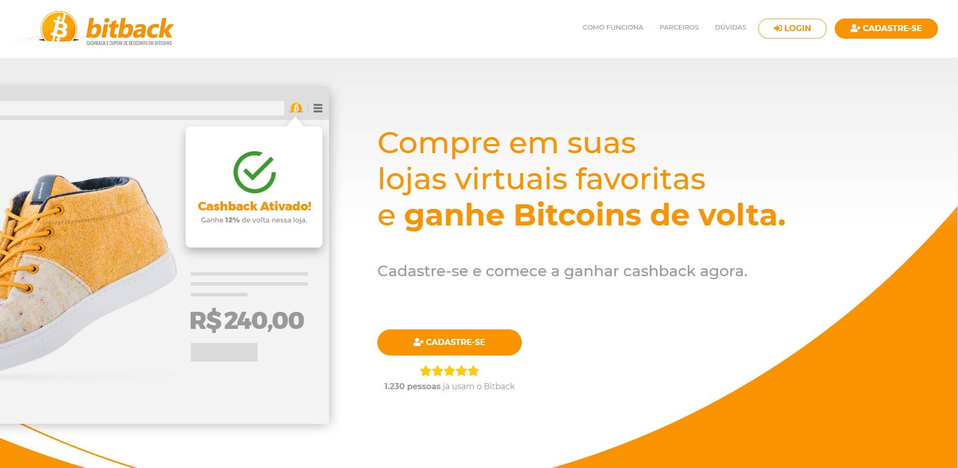 Plataforma oferece cashback em Bitcoin nas compras feitas em grandes lojas virtuais