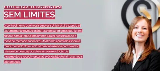 Capa do site da Unick Forex