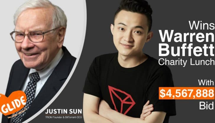 Justin Sun, CEO da Tron, compartilha refeição com Warren Buffett