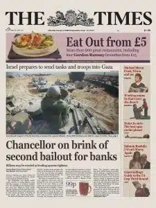 The Times 03/Jan/2009 Chancellor on brink of second bailout for banks