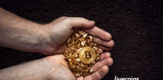 Mão cheia de Bitcoin e Ouro