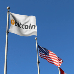 Bandeira Bitcoin e EUA