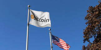 Bandeira Bitcoin e EUA