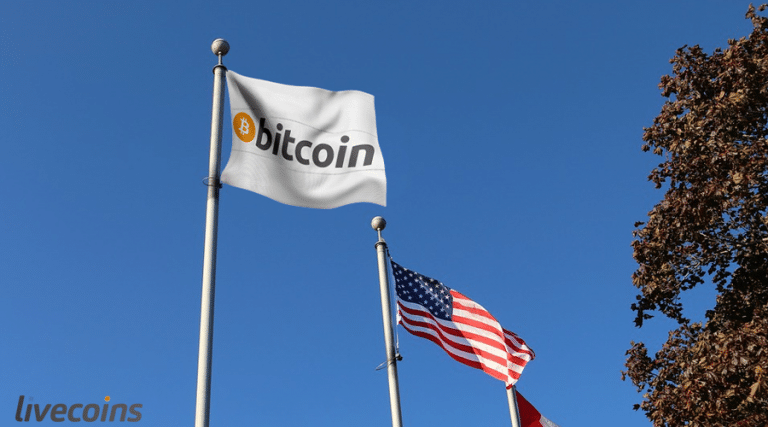 Bandeira Bitcoin e EUA