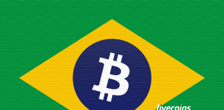 Bandeira do Brasil com Bitcoin