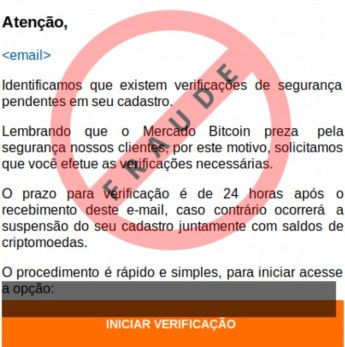 Suposto e-mail falso enviado aos clientes do Mercado Bitcoin