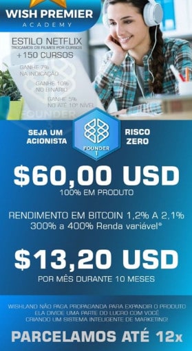 Propaganda da Wish Money prometia altos rendimentos com Bitcoin