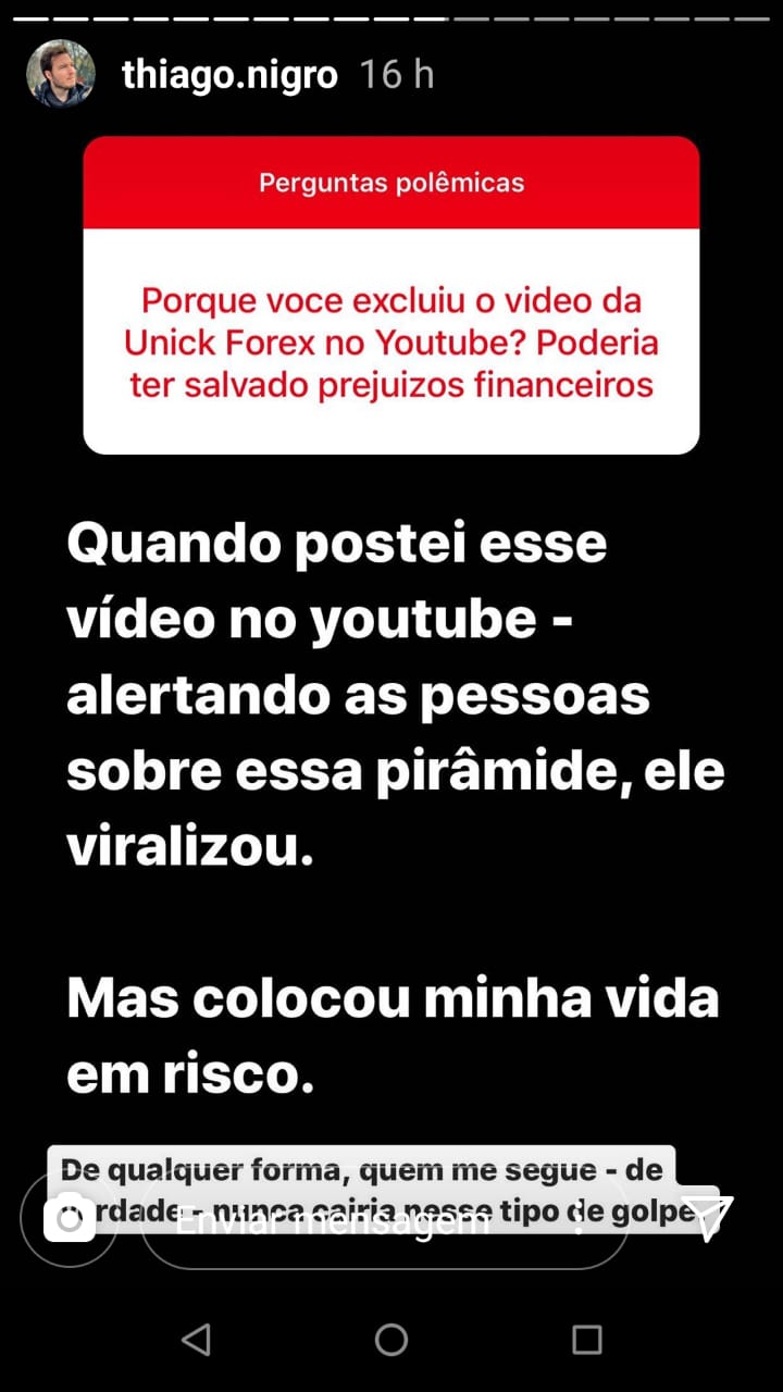 Pergunta Polêmica, Primo Rico fala sobre porque excluiu vídeo de Unick Forex