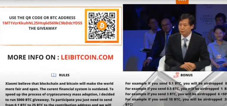 Imagem de CEO da Xiaomi é usado em golpe de Bitcoin em live do YouTube