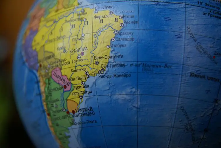 Mapa da América do Sul no Globo
