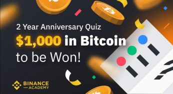 Binance sorteando Bitcoin em promoção de aniversário