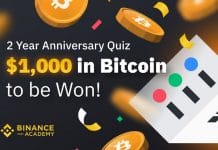 Binance dando U$ 1 mil em Bitcoin por aniversário