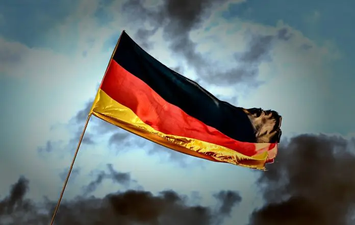 Bandeira da Alemanha blockchain bitcoin criptomoeda moeda