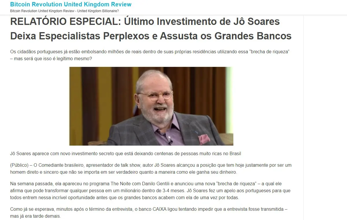 Golpe de Bitcoin usa Jô Soares para captar investidores - Livecoins