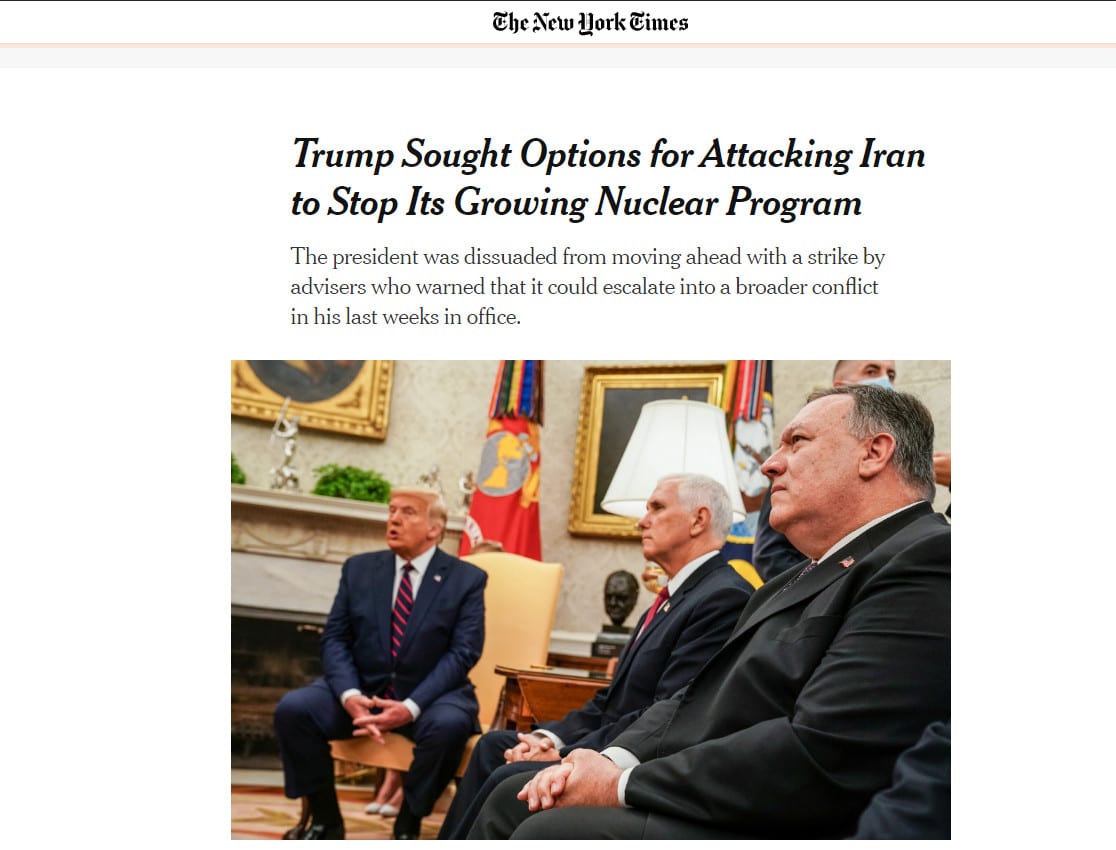 "Trump buscou opções para atacar o Irã para interromper seu crescente programa nuclear"