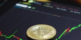 Gráfico do Bitcoin com preço em crescimento alta