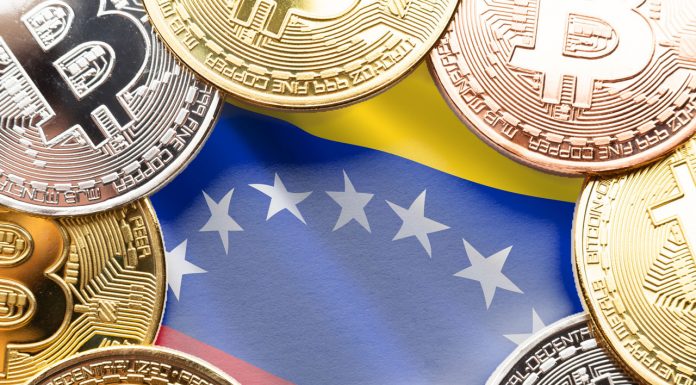 Bandeira da Venezuela e Bitcoin