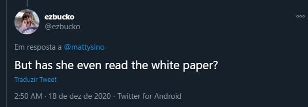 Ela leu o Whitepapaer?