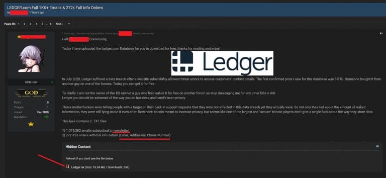 Hacker vaza dados de 270 mil usuários da Ledger