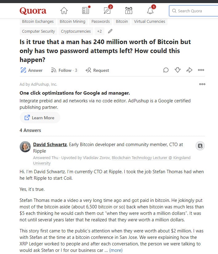 David Schawartz Quora Bitcoins cassino