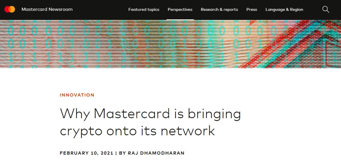 Mastercard aceitar pagamentos em criptomoedas