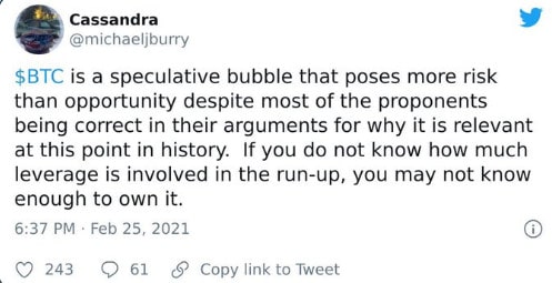 Michael Burry bitcoin bolha