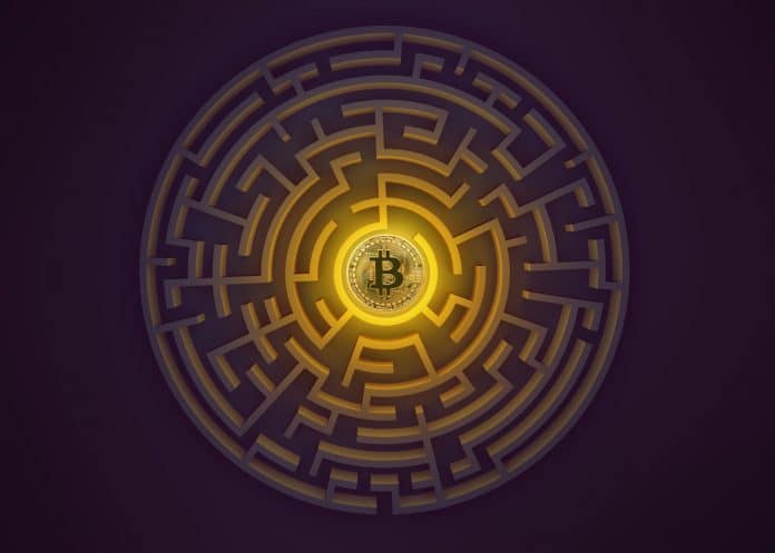 Bitcoin no centro de um labirinto perdido carteira