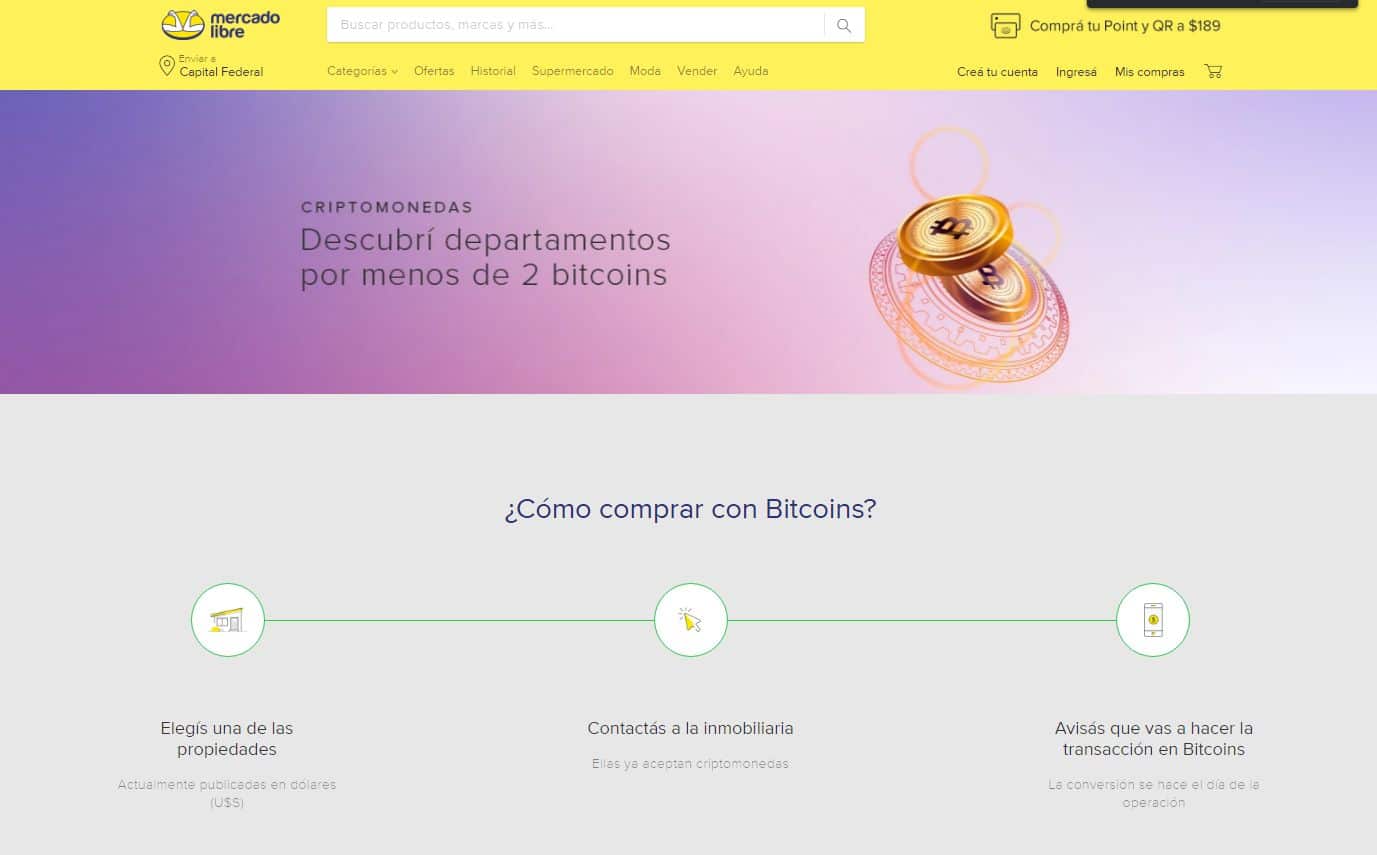 Mercado Livre página sobre Bitcoin