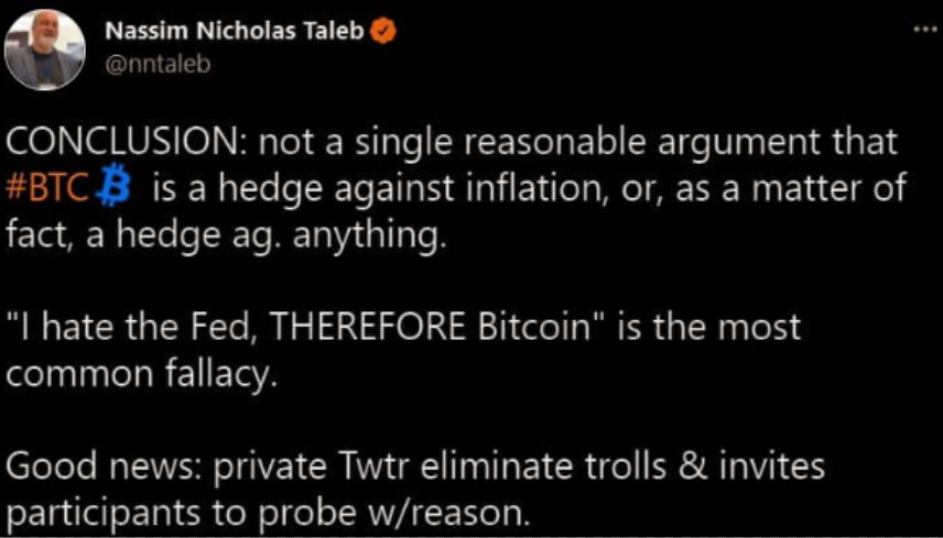 Nassim Nicholas Taleb diz que Bitcoin é uma falácia
