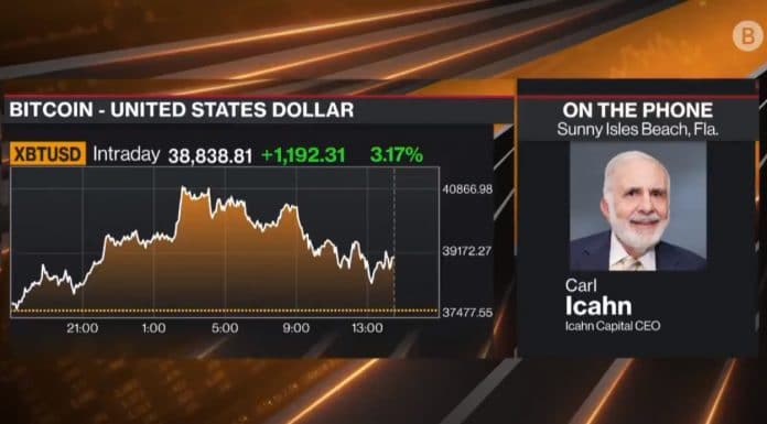 Bilionário Carl Icahn em entrevista com a Bloomberg sobre Bitcoin