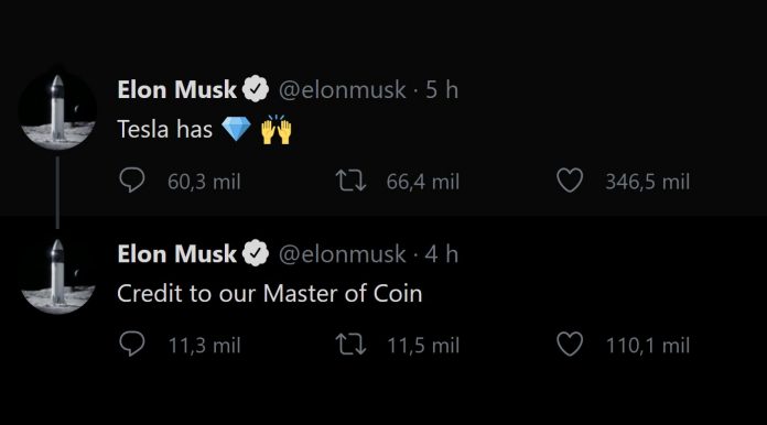 Elon Musk mãos firmes. Imagem: Twitter