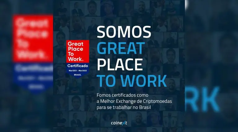 Coinext é a primeira corretora de criptomoedas do Brasil a obter selo “Great Place to Work”