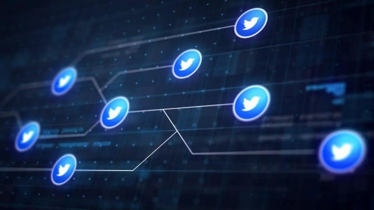 Ícone do Twitter em rede Bitcoin