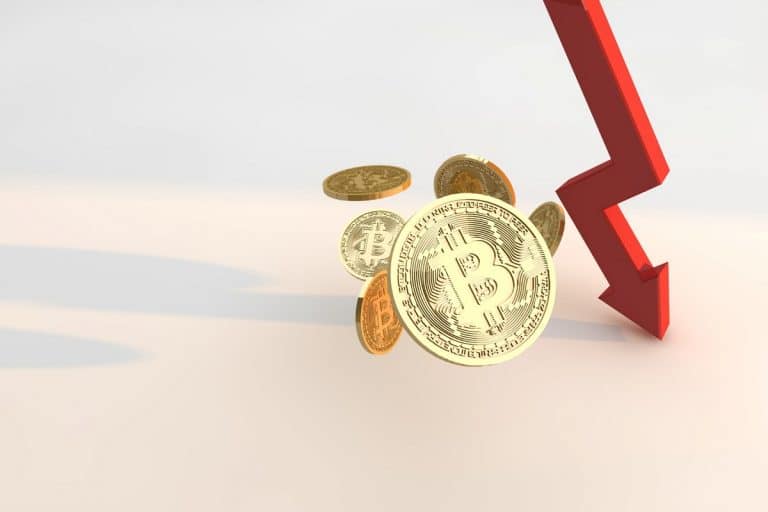 Preço e valor do Bitcoin caindo no mercado