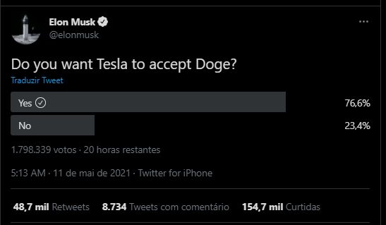 Tesla aceitar Dogecoin