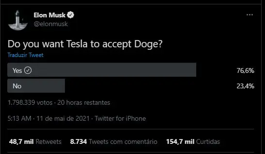 Tesla aceitar Dogecoin