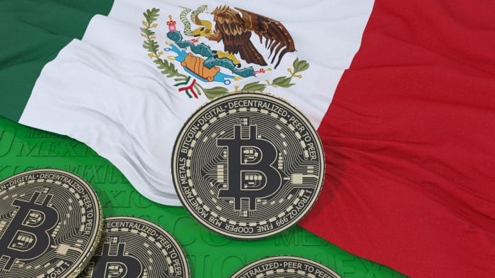 Bandeira do México e Bitcoin