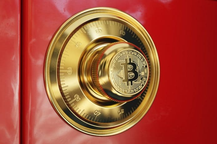 Cofre vermelho de Bitcoin