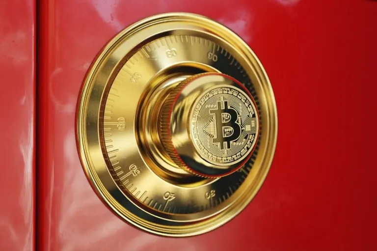 Cofre vermelho de Bitcoin