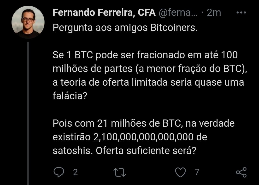 Fernando Ferreira questiona escassez do Bitcoin