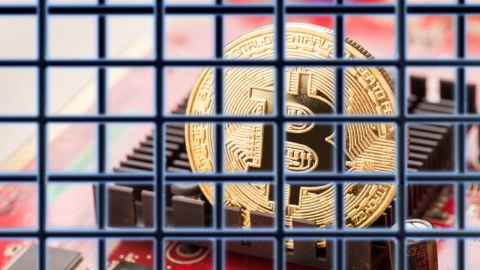 Máquinas de minerar Bitcoin presas