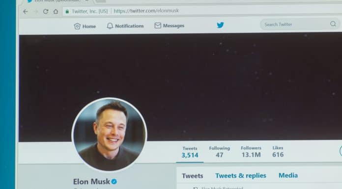 Perfil de Elon Musk no Twitter