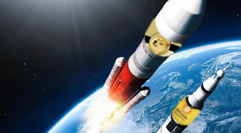 Dogecoin vs Bitcoin corrida espacial