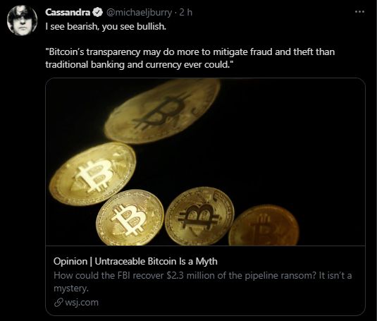 Michael Burry fala contra o Bitcoin nesta segunda-feira (21)