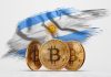 Bitcoin e bandeira da Argentina stablecoin criptomoedas blockchain
