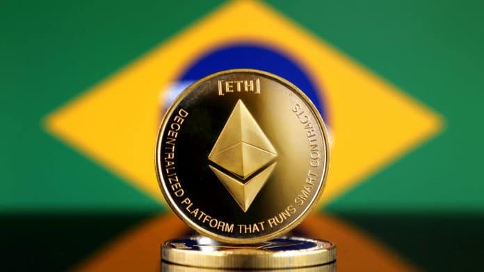 Criptomoeda Ethereum e Bandeira do Brasil