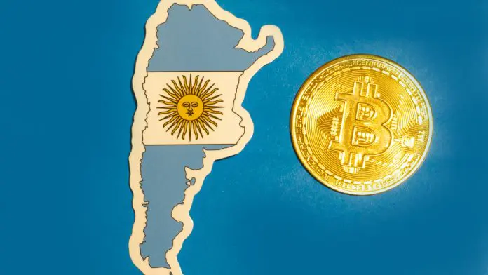 Mapa da Argentina e Bitcoin